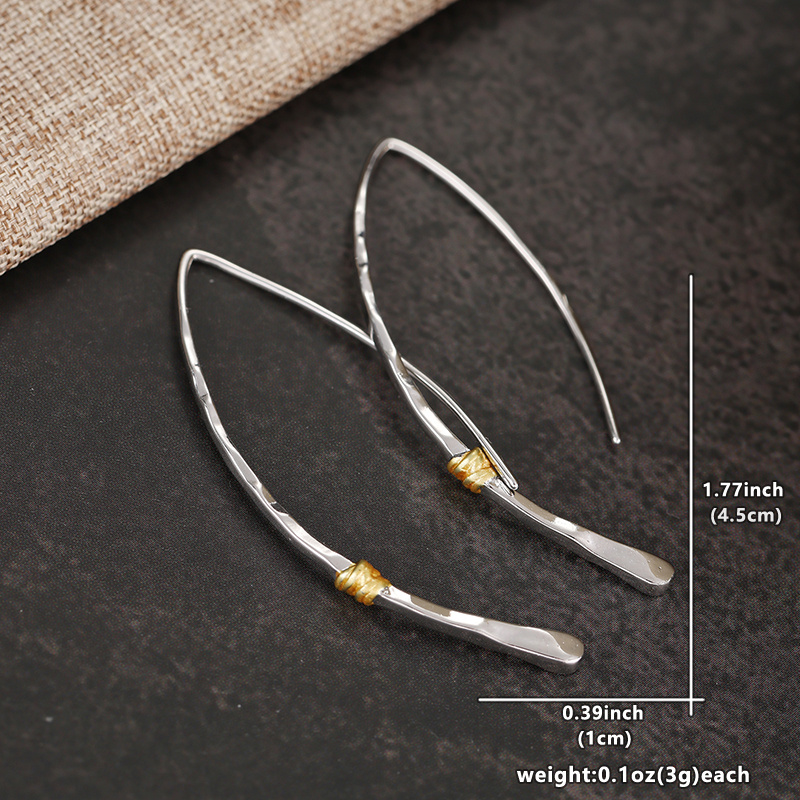 Women's Two-Tone Long-Line Stud Earrings, Fashionable